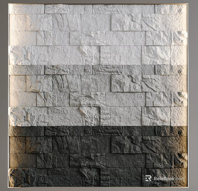 Textured Stone Background Wall With Gradient Gray And Black Decorative Design 3d model