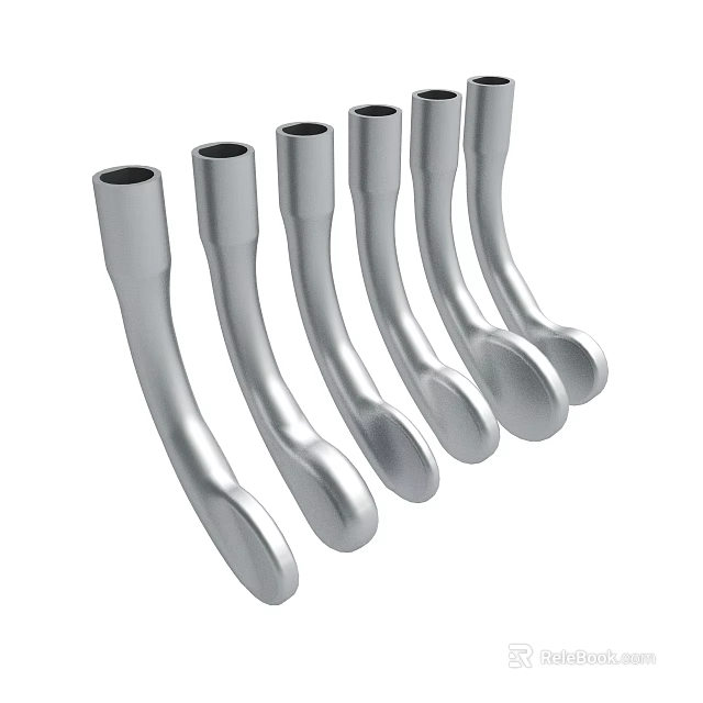 Silver Metal Socket Wrenches Set With Various Sizes For Repair Work 3d model 