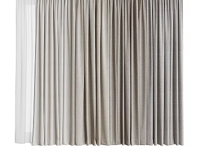 Modern Elegant Curtain for Living Room With Light Gray Fabric and Soft Drape Effect 3d model