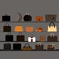 Various Styles And Colors Of Bags Neatly Arranged On Multiple Shelves