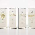 Four Vertical Display Boards With Golden Traditional Patterns And White Background