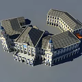 European Architecture With Symmetrical Towers Clock Tower And Intricate Classical Decorations