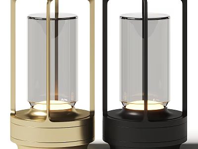 Modern Decorative Table Lamp with Glass Shade Metal Base in Gold and Black 3d model