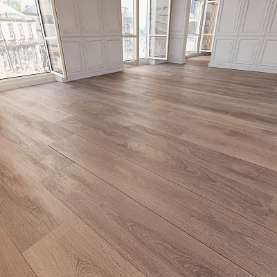 Light Brown Wood Floor With Natural Texture In Bright Interior With White Cabinets 3d model
