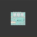 Industrial Electronic Equipment System With Teal Pipes Pumps Filters And Control Panel