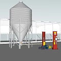 Industrial Equipment Facility With Large Storage Silos Metal Structures And Mechanical Parts