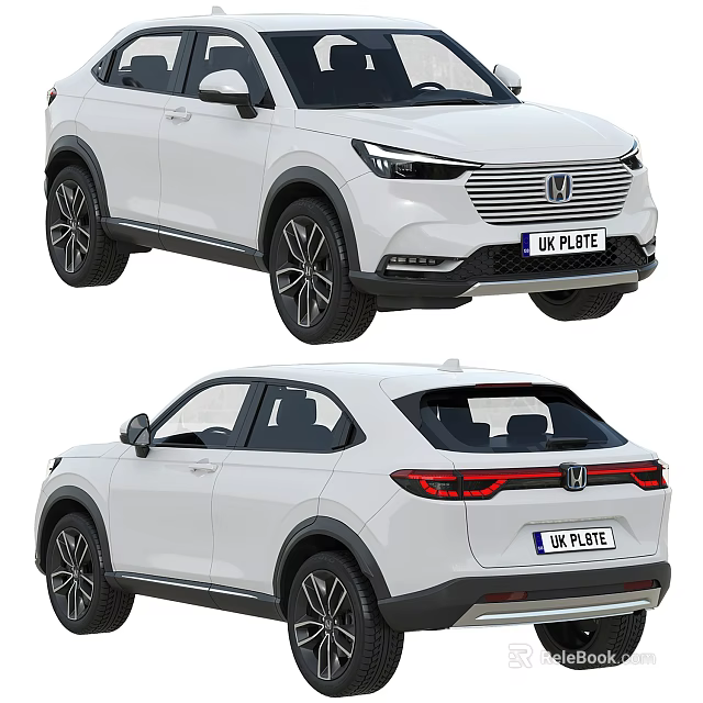 White Honda SUV Exterior Design With Modern Headlights And Rear Taillights 3d model 