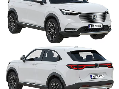 White Honda SUV Exterior Design With Modern Headlights And Rear Taillights 3d model