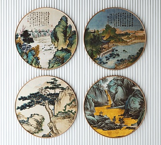 New Chinese Round Frame Painting Decorative Painting 3d model