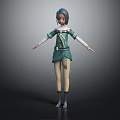 3D Female Fantasy Character Creature In Green Adventurer Outfit With Headpiece And Boots