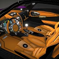 Iridescent Purple Supercar With Scissor Doors Open Orange Interior And Carbon Fiber Accents