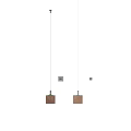 White Slender Decorative Lights With Wooden Square Bases Mounted On Dark Wall