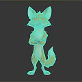 3D Rendered Cartoon Fox Standing With Crossed Arms White Belly And Bushy Tail
