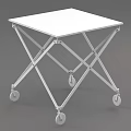 Stainless Steel Folding Coffee Table With Wheels And Coffee Cup Croissant Jars