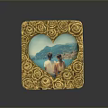 Golden Rose Carved Photo Frame For Home Decor Living Room