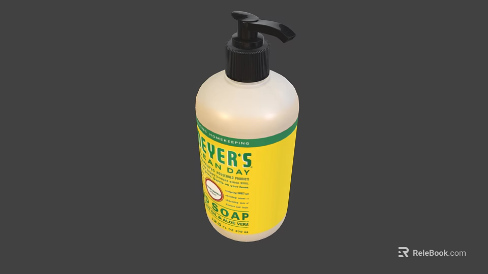 Everyday Hand Soap Bottle With White Body Yellow Label And Black Pump 3d model 