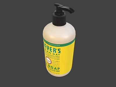 Everyday Hand Soap Bottle With White Body Yellow Label And Black Pump 3d model