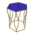 Modern Hexagonal Coffee Table With Glass Top And Curved Metal Frame