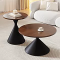 Modern Round Coffee Tables With Wooden Tabletop And Black Bases In Living Room Decor