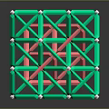 Geometric Decorative Ornament Set with Green Red Frame and 3D White Connector Nodes