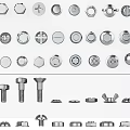 modern screw nut hardware component screw machine parts nut hex nut screw 3d model
