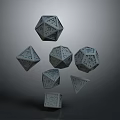 Gray Polyhedral Dice with Intricate Carvings as Decorative Household Items for Home Use