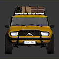 Yellow Car With Luggage On Roof For Travel And Road Trips