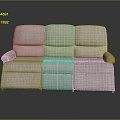 Light Beige Three Seater Sofa With Soft Upholstered Fabric And Modern Living Room Design