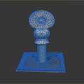 Decorative Sculpture With Square Base Cylindrical Pillar And Sun Pattern Top