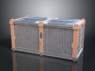 Two Orange And Gray Metal Storage Boxes For Home Organization And Storage Solutions 3d model