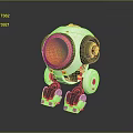 White And Black Mechanical Robot Character With Spherical Head Orange Visor And Legs