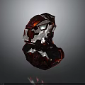 Mechanical Character And Creature Armor With Red Silver Complex Geometric Structure
