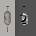 Traditional Chinese Lanterns With Paper Shades And Decorative Branch Designs Hanging