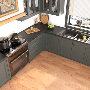 American French simple kitchen furnishings kitchen sink 3d model