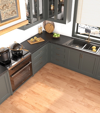 American French simple kitchen furnishings kitchen sink 3d model