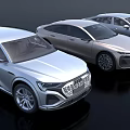 Three Silver Audi Cars Showcase Modern Exterior Design And Different Models