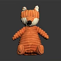 Orange Striped Fox Plush Doll in Sitting Posture with Dark Background Reflection 3d model