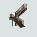 Brown Wooden Staircase With Railings And Steps For Modern Interior Design