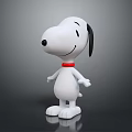 Cute White Cartoon Dog With Red Collar Smiling In Standing Pose 3D Character Model