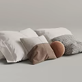 Soft Bedroom Pillow Set With White Linen Cushions Brown Accents And Geometric Patterns
