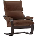 Comfortable Brown Velvet Single Seater Sofa With Wooden Armrests And Elegant Design
