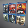 PS4 Game Case Collection Featuring Action Adventure And Open World Games 3d model