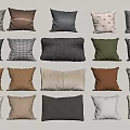 Assorted Soft Decorative Bed Pillows With Various Patterns And Textures 3d model