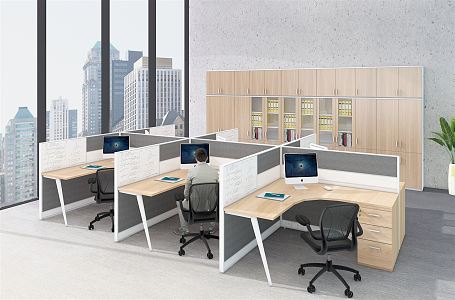 Modern office desk and chair desk station desk and chair staff station 3d model