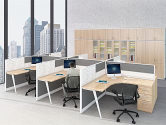 Modern office desk and chair desk station desk and chair staff station 3d model