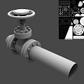 Rusty Blue Industrial Valve With Design Schematics And Components 3d model