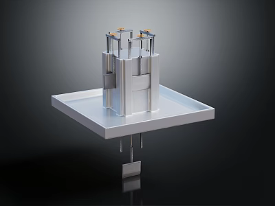 Modern Metal Equipment With Square Platform Base And Vertical Support Columns 3d model