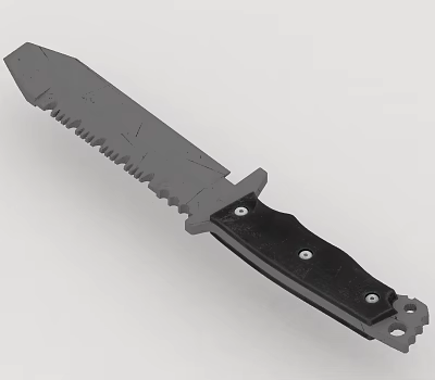 Tactical Survival Knife With Serrated Metal Blade And Black Handle With Screws 3d model Tactical Survival Knife With Serrated Metal Blade And Black Handle With Screws 3d model