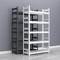 Modern Black And White Display Shelves With Multiple Tiers For Indoor Use