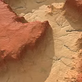Red Rock Garden Landscape With Gullies Yellow Sand And Natural Textures